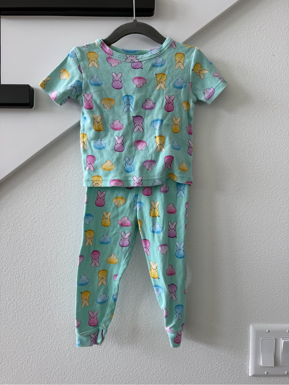 Peeps Short Sleeve Pajama Set - Pastel Bunny Print - Mint